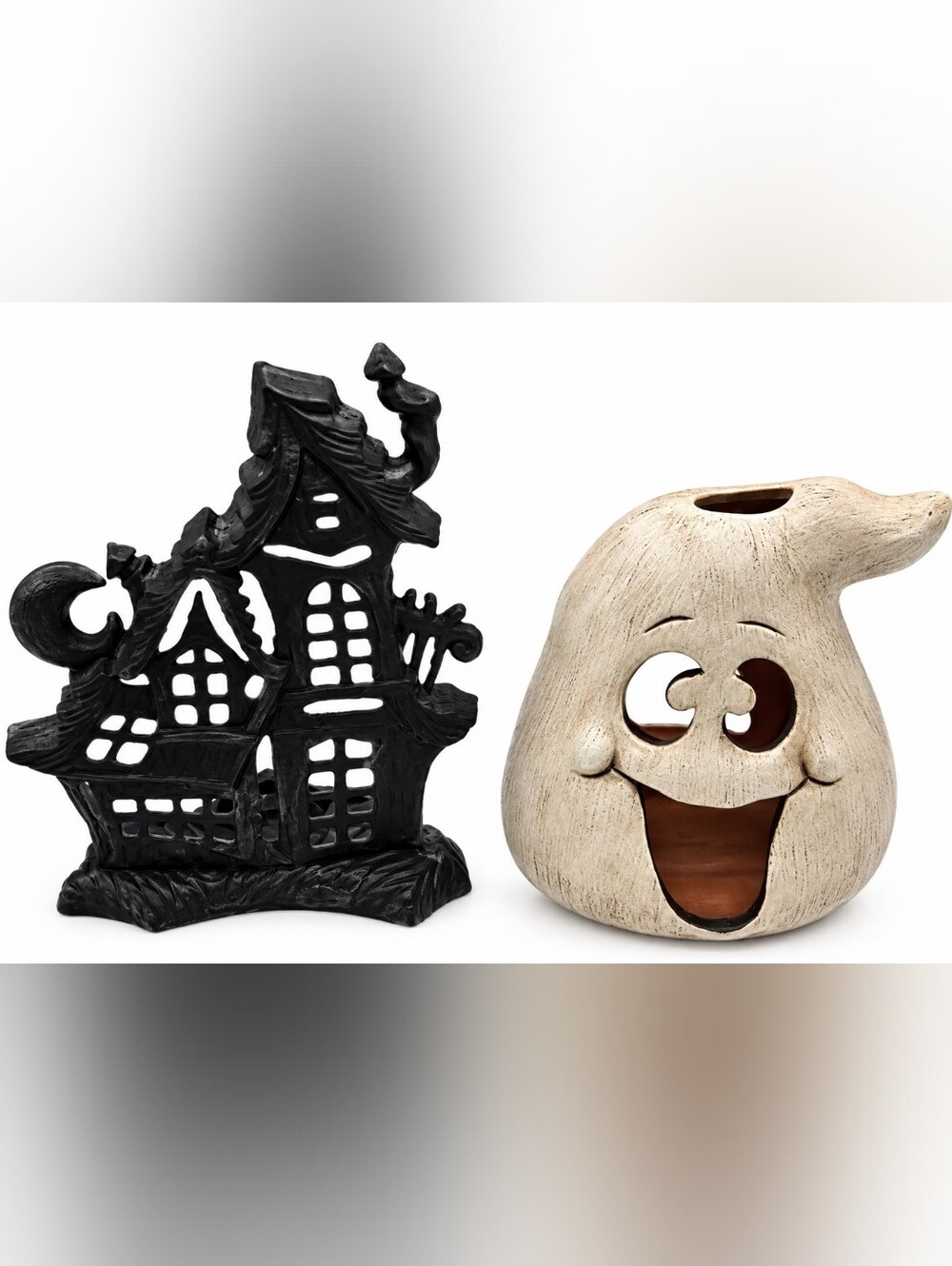 HALLOWEEN Tea Light Holder Set Ghost & Haunted Mansion